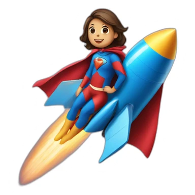 person dressed with a superhero cape riding on a rocket sticker