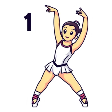 Performance dancer in dance costume holding number 1 sticker