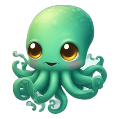 cute kraken with cute face blushing sticker