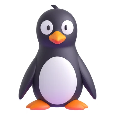 Change the blue color of the penguin to black, keeping the 3D Microsoft style fluent emoji look and all other features the same. Preserve the transparent background. sticker
