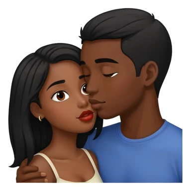 Black girl kissing white guy with black hair sticker