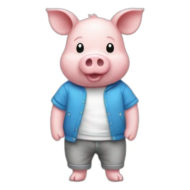 Un cochon doudou avec un t-shirt blanc et pas de pantalon sticker