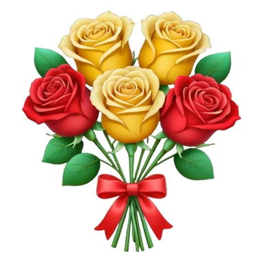 Gradient roses with from yellow to red with heart holding sticker