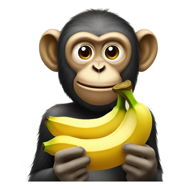 Monkey eating banana and holding bitcoin  sticker