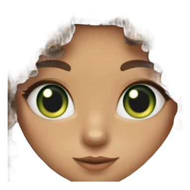 Girl with fair skin, hazel eyes, and long, dark brown curly hair kissing a brown tabby cat with green eyes on its head sticker