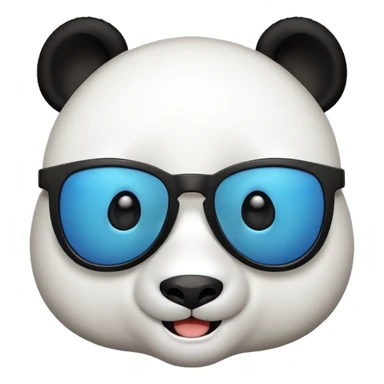 cute panda emoji with a cool expression, flat digital style, isolated on white background, emoji icon style sticker