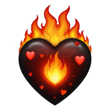 Black heart on fire sticker