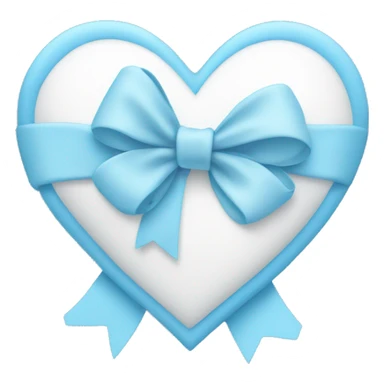 A white heart with a baby blue bow on the left top side of the heart sticker