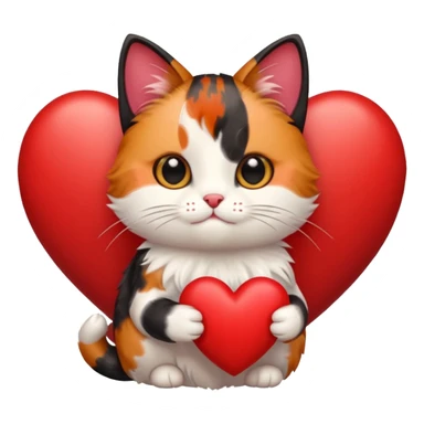 Cute cat holding a heart sticker