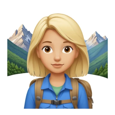 girl backpacking, travelling mountains background sticker