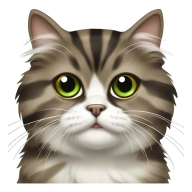 Brown, black stripes, white patches,  Persian cat with green eyes sticker