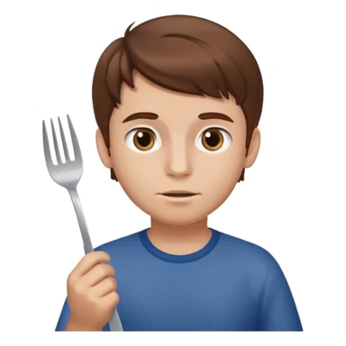 Brown hair boy allergic to soy, swollen face, fork in the hand  sticker