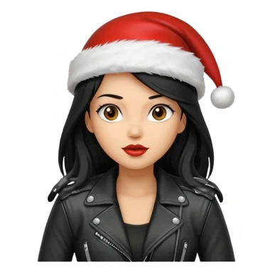 biker girl black long hair moto christmas h2R sticker