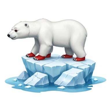 Create a polar bar shooting red lasers out of its eyes on an iceberg with text on the bottom saying “BYE BYE POLAR BEARS” sticker