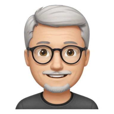 homme blanc cheveux gris court lunettes rondes noir et petite barbe  sticker