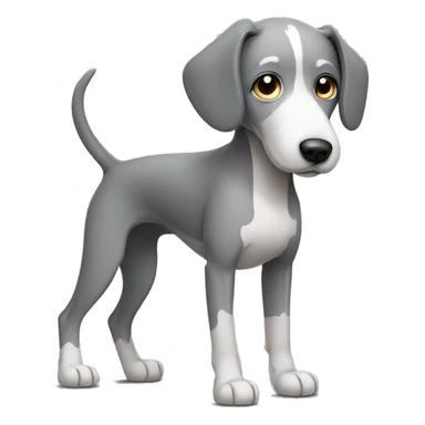 Grey skinny dog with white patch on chest sticker