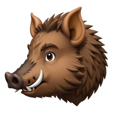 Wild boar face side view with more and more long tusks emoji realistic sticker