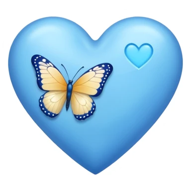 blue heart with a butterfly sticker