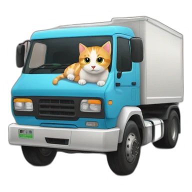 articulated lorry mixed with a very cute cat sticker