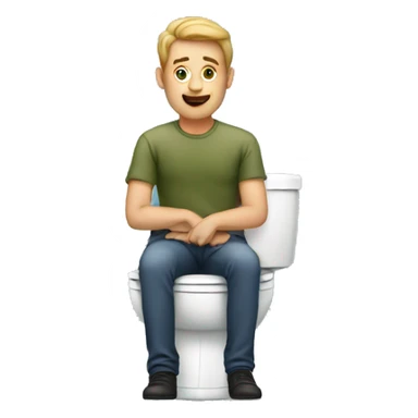 A man sitting on a toilet sticker