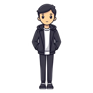 enigmatic character wearing chic modern clothes with simple design sticker