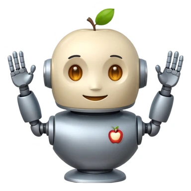cute robot with round body, smiling face, color #b0f2f8, apple emoji style sticker