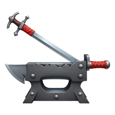 red-hot sword being forged on anvil with hammer sticker