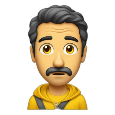 Armenian men in yellow sweatshirt shocked looking at kamera sticker