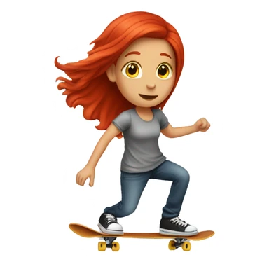 A red hair girl do skateboarding  sticker