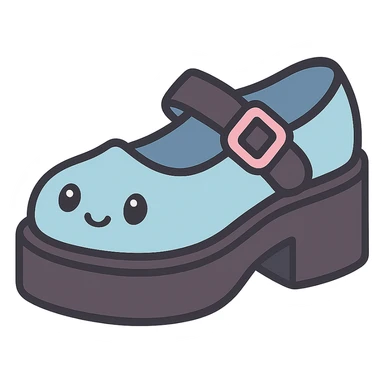 Make the shoes pastel blue with black and pink accents, kawaii style, no socks, no hearts, transparent background sticker