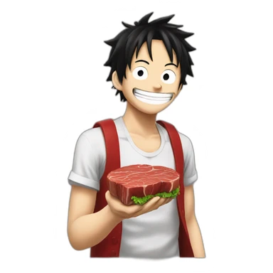 Luffy eat a steak  sticker