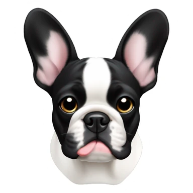 French bulldog black and white, muzzle black with a white stripe in the middle sticker
