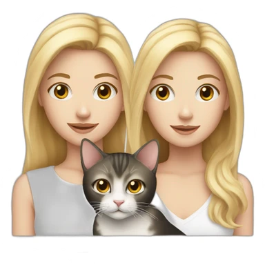 Blond white girl with 2 cats  one brown and one black sticker