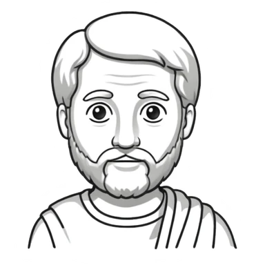 Aristotle drawing as a black outline icon, no fill, hand-drawn look sticker