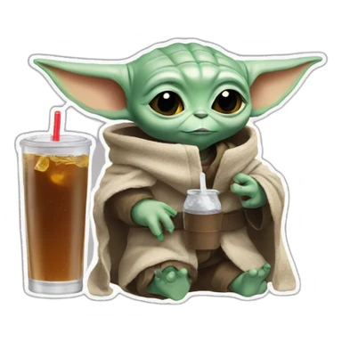 baby yoda drinking soda sticker