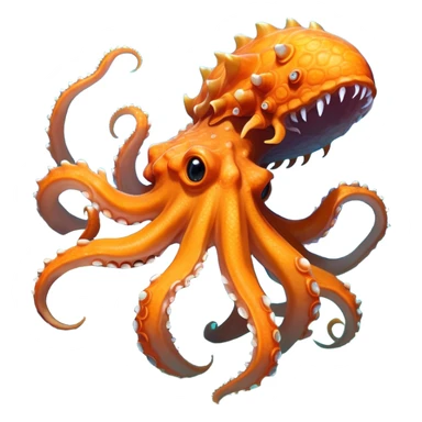 Create a hybrid rocky creature with the agile tentacles and dragon-like features of the orange Dracquid, but with rocky, crystalline growths forming armored segments along its body and a powerful stone jaw like Boulderbite, resulting in a territorial sea guardian that ambushes prey by disguising itself as a coral reef formation before striking with surprising speed. full body, only the creature sticker