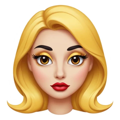 sultry emoji face seductive smirk exaggerated duck lips long curved lashes heavy makeover sticker