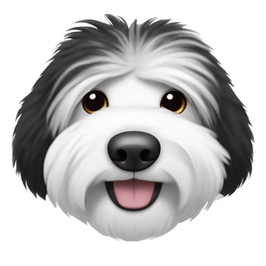 Old English sheepdog with a half and half face like a black and white cookie sticker