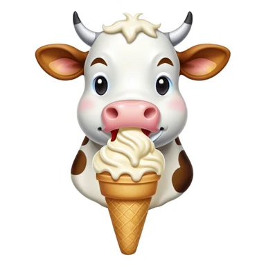 Cow eating ice cream sticker