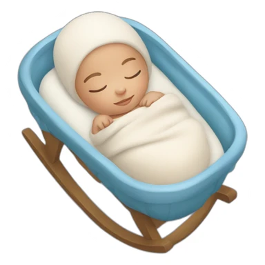light skin blue eyes newborn sleeping in cradle sticker