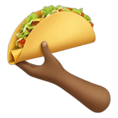 A hand holding a whole tortilla of a taco. sticker