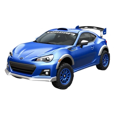 Rally race car Widened Long wheelbase widened pearly midnight satin dark blue  2025 Subaru brz off-road racer chrome nerf bars,side steps mounted under-door-sill climbing rock sliders, and matte silver wheels  sticker