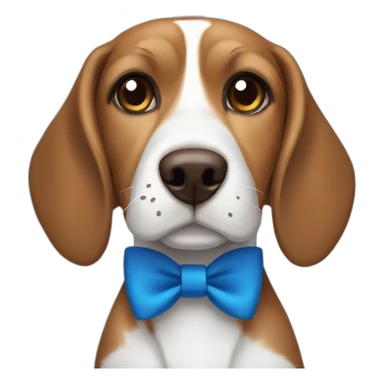 Brown and white Beagle dog with blue bowtie sticker