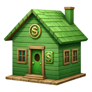 a house with a dollar sign in the middle sticker