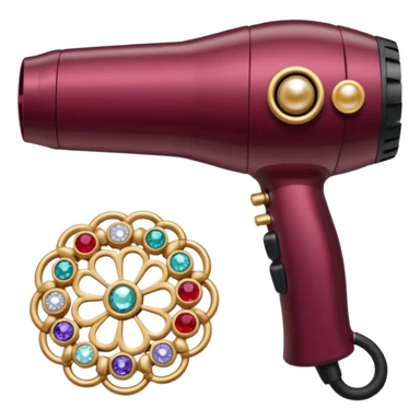burgundy blow dryer covered in jewelry sticker