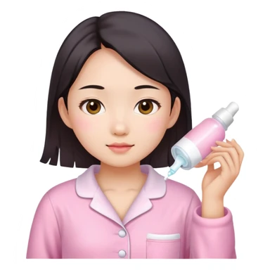 angelic asian girl doing skin care in pink pajamas sticker
