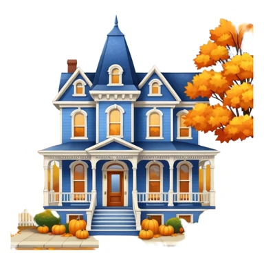Blue anne victorian home decorated for fall  sticker