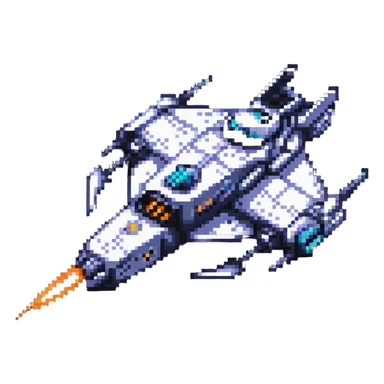 Space cruiser with sleek design and glowing engines, flying through stars sticker