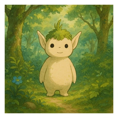 a whimsical forest spirit in ghibli style sticker