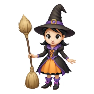 
Minnie mouse as a witch (hat + broom)  cartoon -style/cute and transparent for a sticker sticker